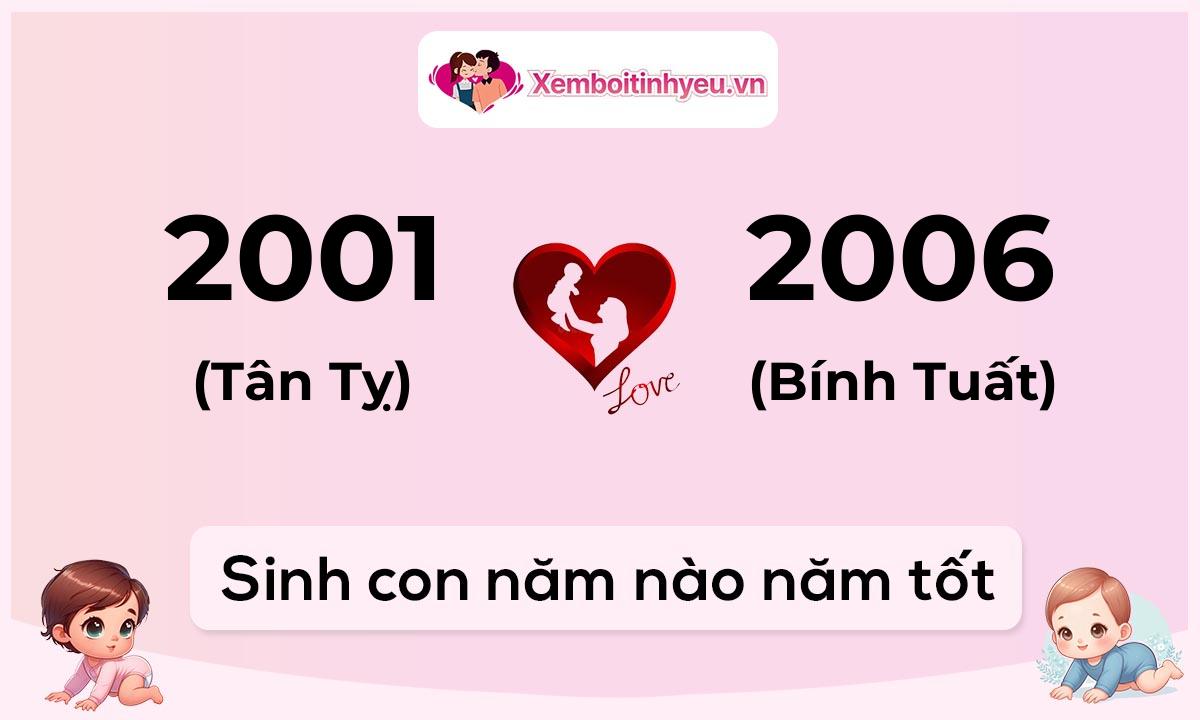 Chồng 2001 tuổi Tân Tỵ và vợ 2006 tuổi Bính Tuất sinh con năm nào tốt