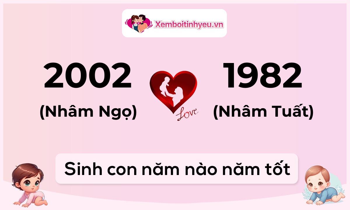 Chồng 2002 tuổi Nhâm Ngọ và vợ 1982 tuổi Nhâm Tuất sinh con năm nào tốt