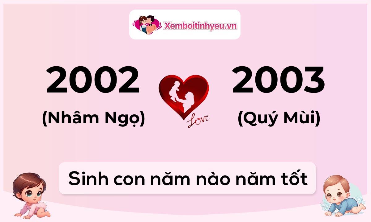 Chồng 2002 tuổi Nhâm Ngọ và vợ 2003 tuổi Quý Mùi sinh con năm nào tốt