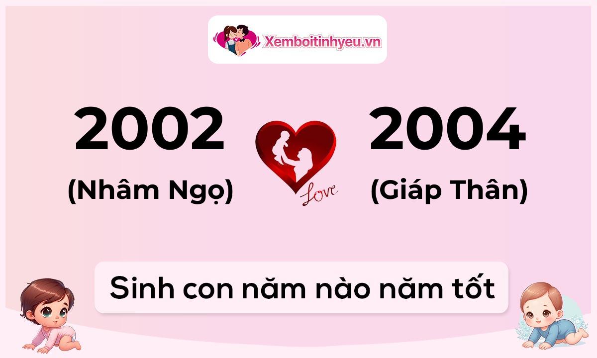 Chồng 2002 tuổi Nhâm Ngọ và vợ 2004 tuổi Giáp Thân sinh con năm nào tốt