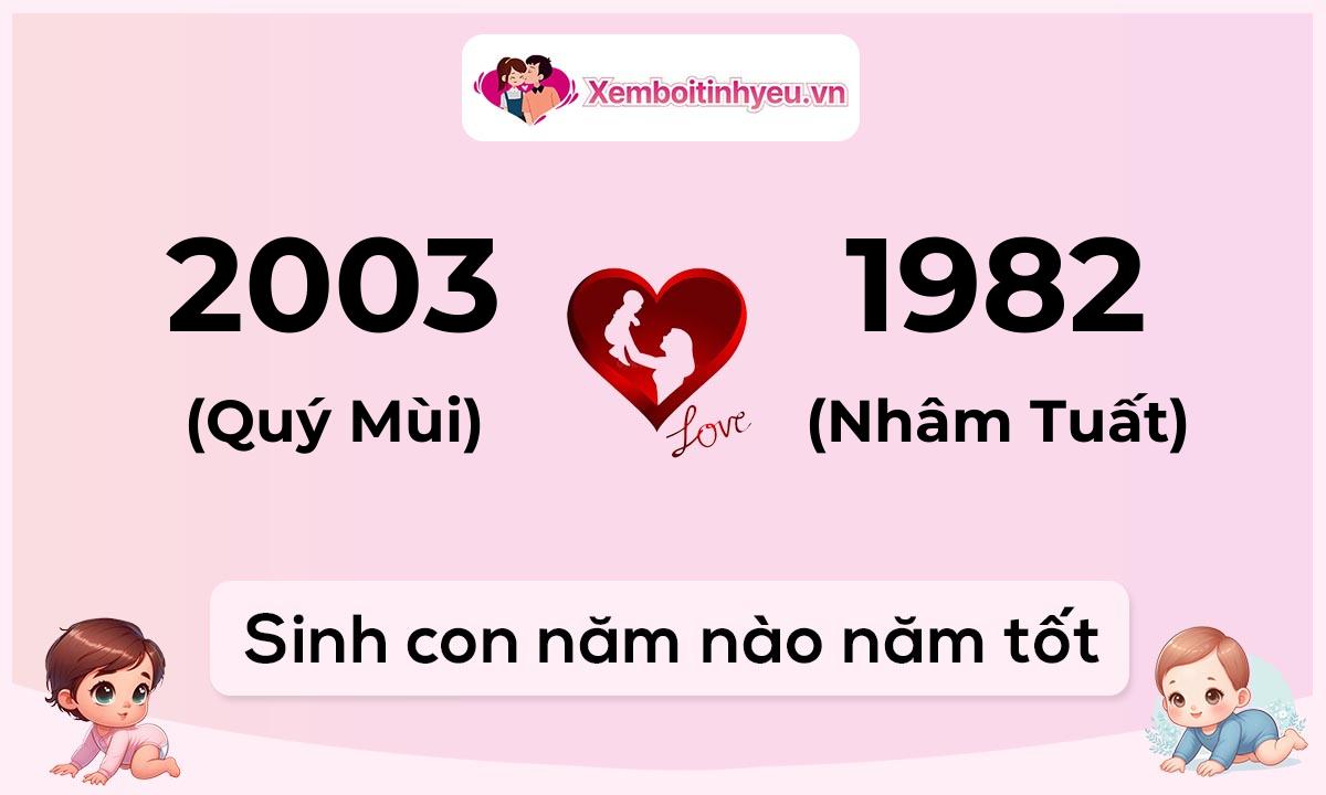 Chồng 2003 tuổi Quý Mùi và vợ 1982 tuổi Nhâm Tuất sinh con năm nào tốt