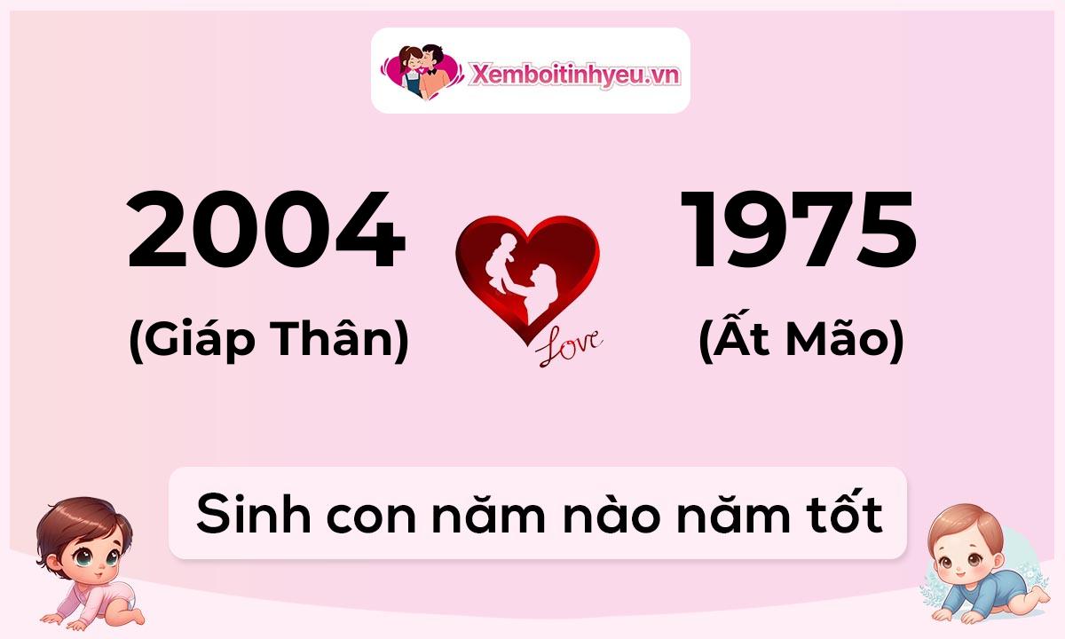 Chồng 2004 tuổi Giáp Thân và vợ 1975 tuổi Ất Mão sinh con năm nào tốt