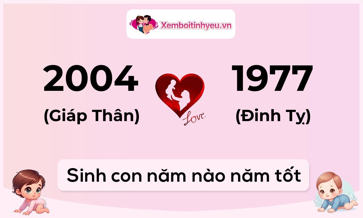 Chồng 2004 tuổi Giáp Thân và vợ 1977 tuổi Đinh Tỵ sinh con năm nào tốt