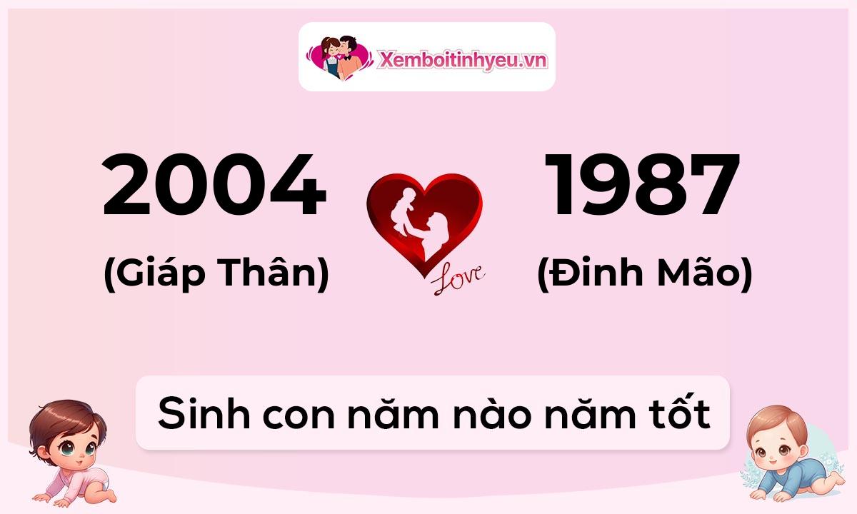 Chồng 2004 tuổi Giáp Thân và vợ 1987 tuổi Đinh Mão sinh con năm nào tốt