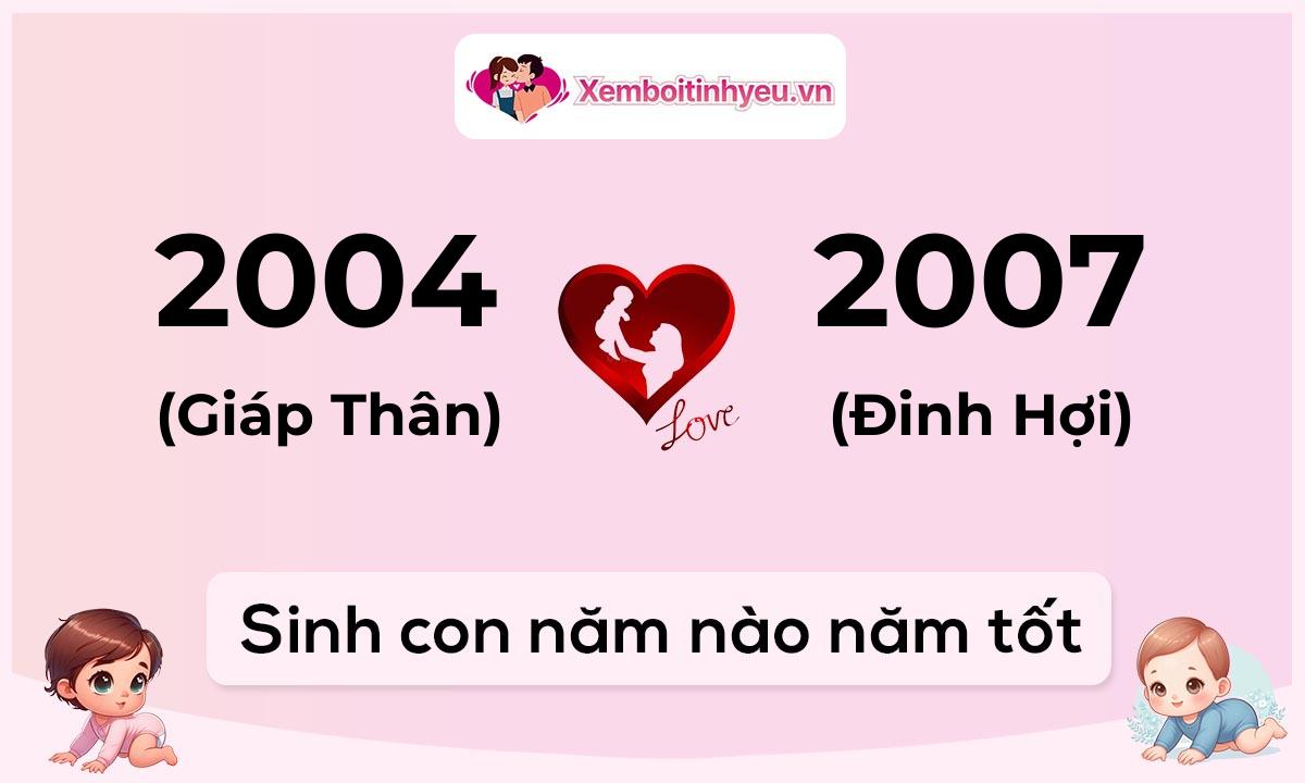 Chồng 2004 tuổi Giáp Thân và vợ 2007 tuổi Đinh Hợi sinh con năm nào tốt