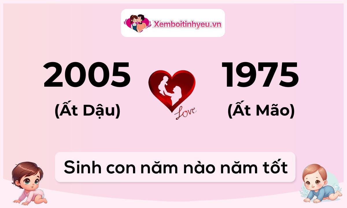 Chồng 2005 tuổi Ất Dậu và vợ 1975 tuổi Ất Mão sinh con năm nào tốt