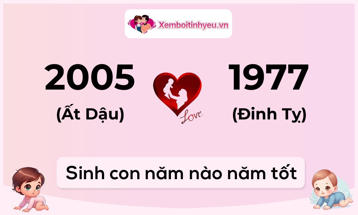 Chồng 2005 tuổi Ất Dậu và vợ 1977 tuổi Đinh Tỵ sinh con năm nào tốt