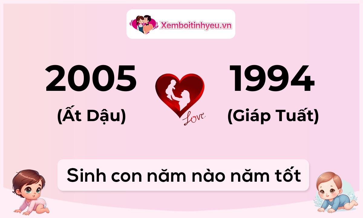 Chồng 2005 tuổi Ất Dậu và vợ 1994 tuổi Giáp Tuất sinh con năm nào tốt