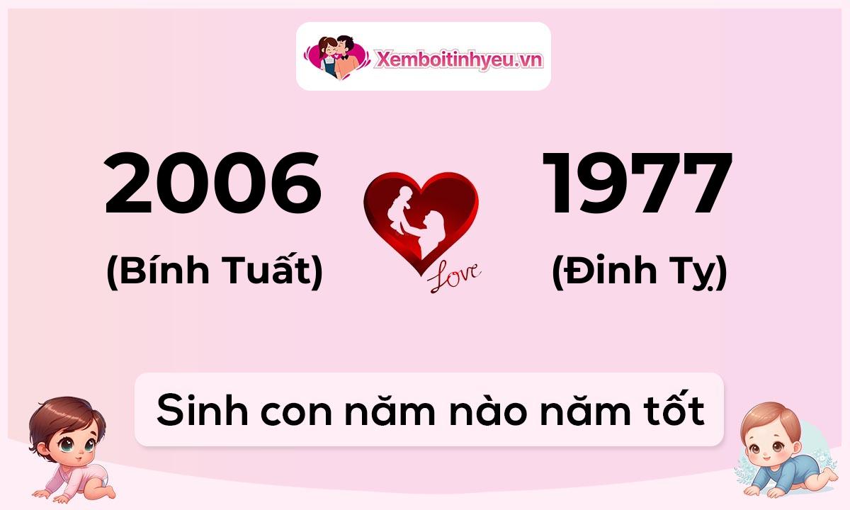 Chồng 2006 tuổi Bính Tuất và vợ 1977 tuổi Đinh Tỵ sinh con năm nào tốt