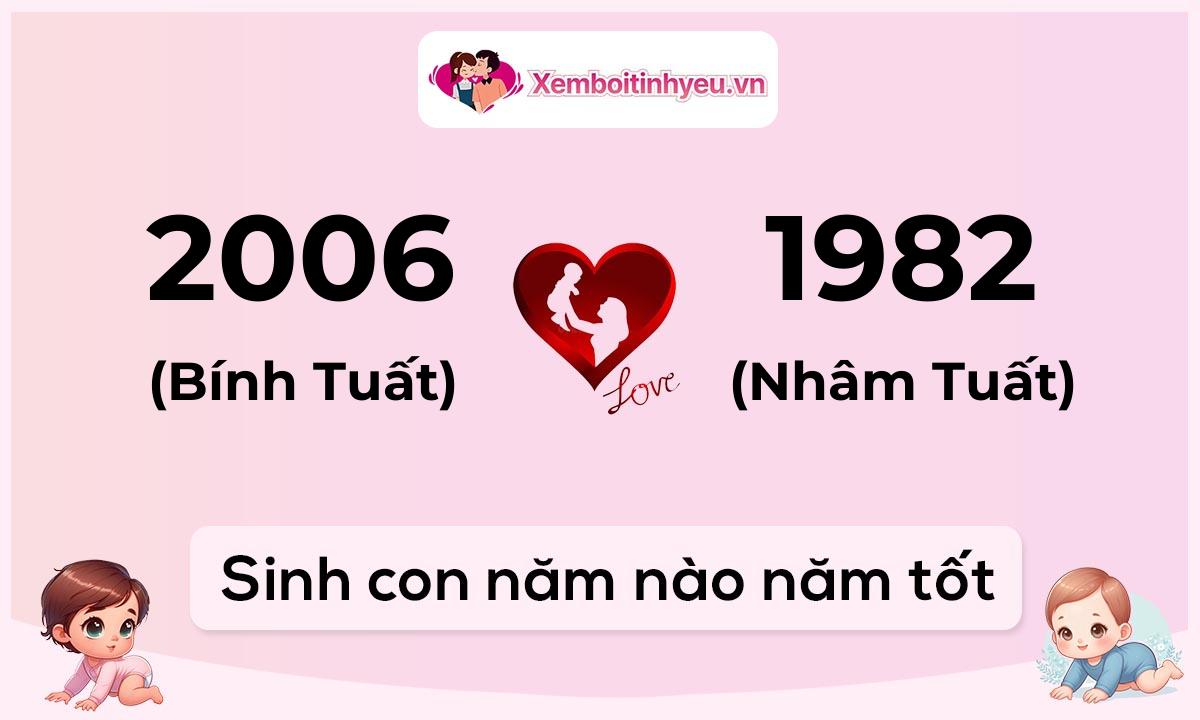 Chồng 2006 tuổi Bính Tuất và vợ 1982 tuổi Nhâm Tuất sinh con năm nào tốt