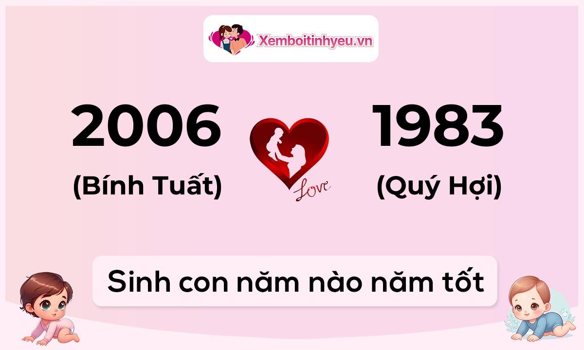 Chồng 2006 tuổi Bính Tuất và vợ 1983 tuổi Quý Hợi sinh con năm nào tốt