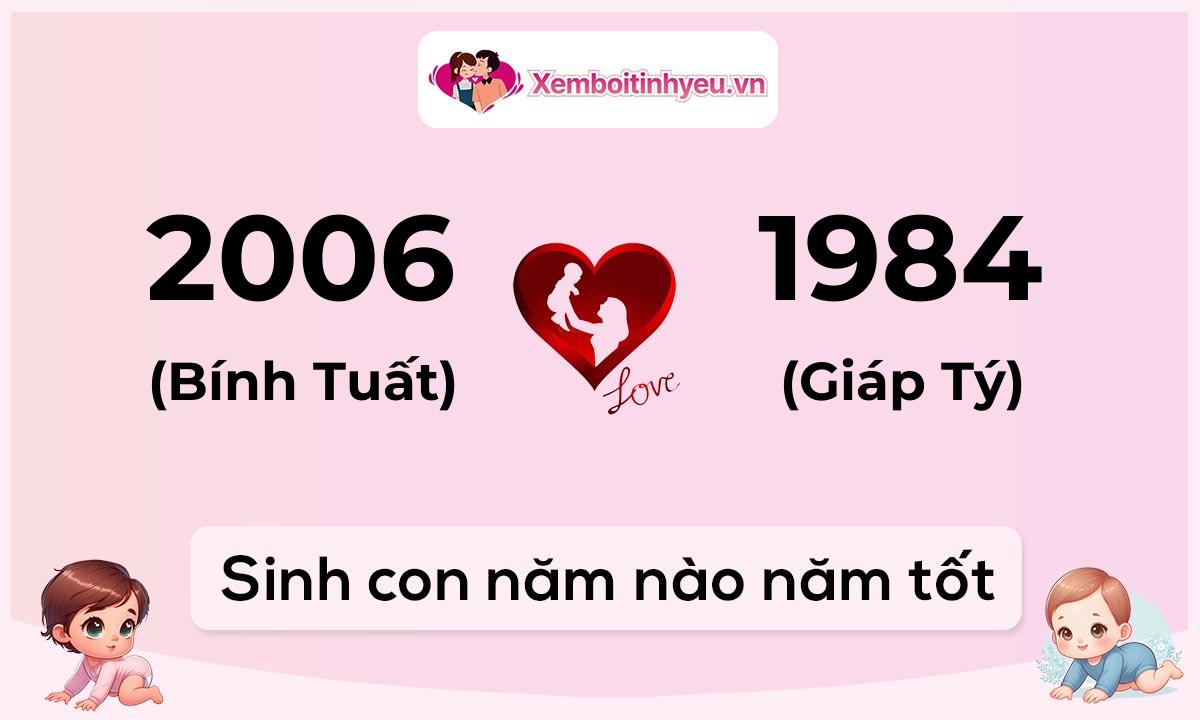 Chồng 2006 tuổi Bính Tuất và vợ 1984 tuổi Giáp Tý sinh con năm nào tốt