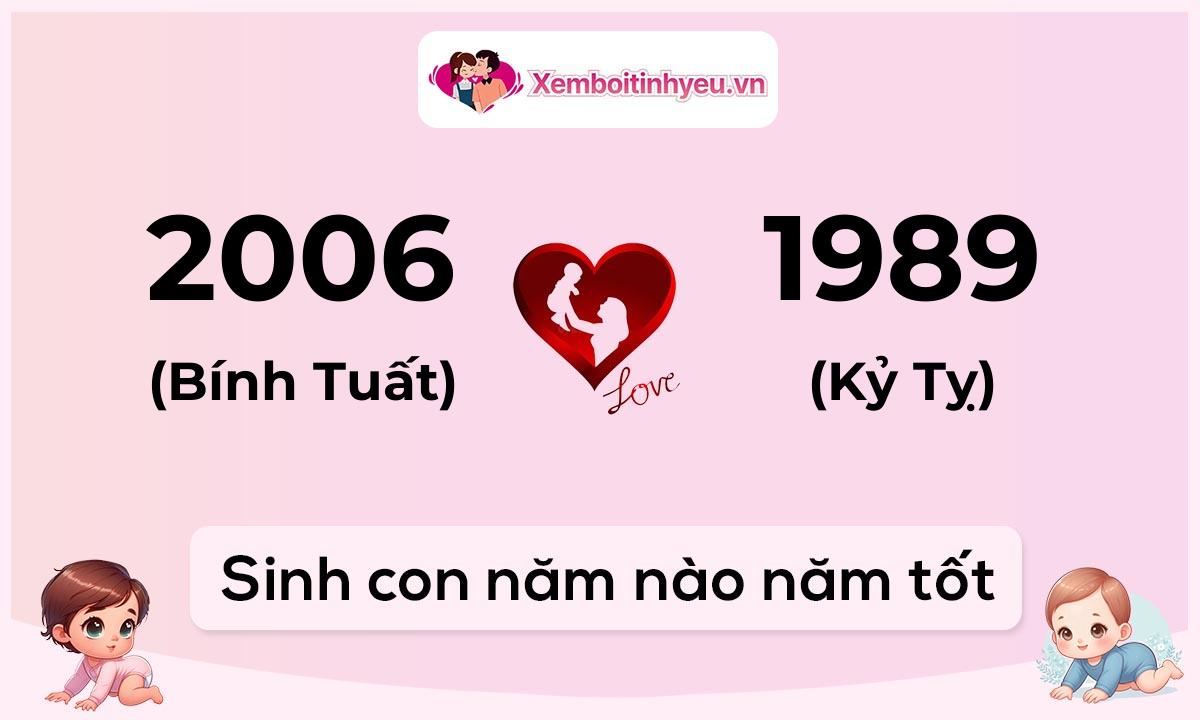 Chồng 2006 tuổi Bính Tuất và vợ 1989 tuổi Kỷ Tỵ sinh con năm nào tốt