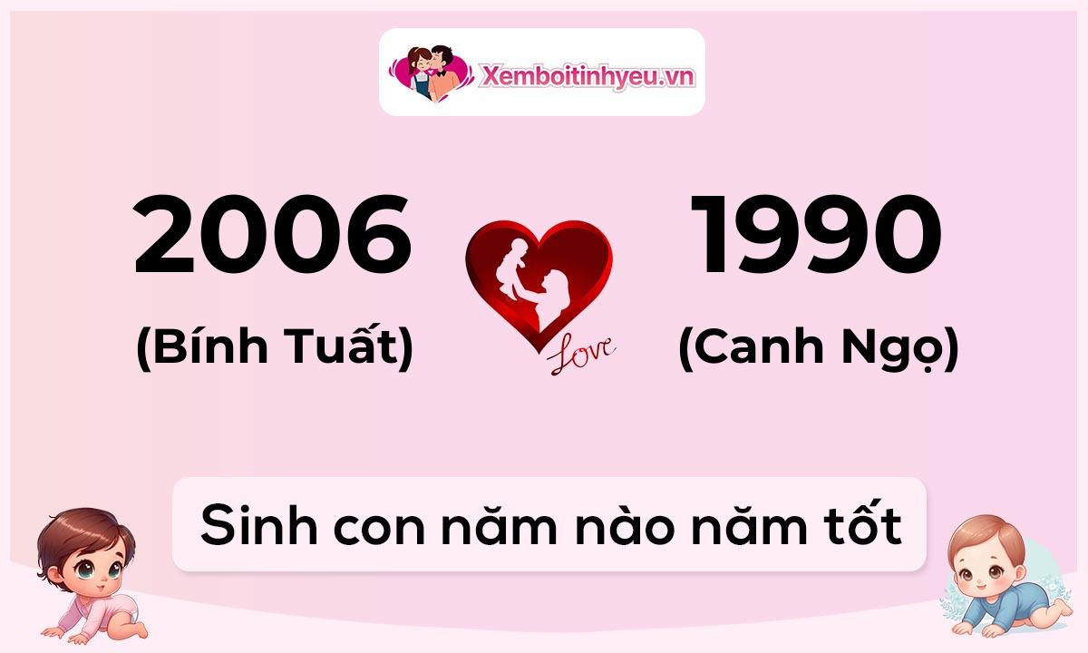 Chồng 2006 tuổi Bính Tuất và vợ 1990 tuổi Canh Ngọ sinh con năm nào tốt