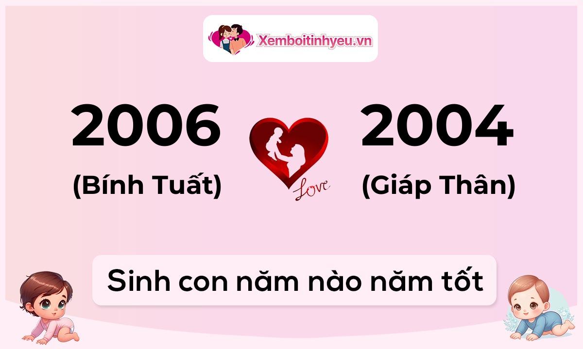 Chồng 2006 tuổi Bính Tuất và vợ 2004 tuổi Giáp Thân sinh con năm nào tốt