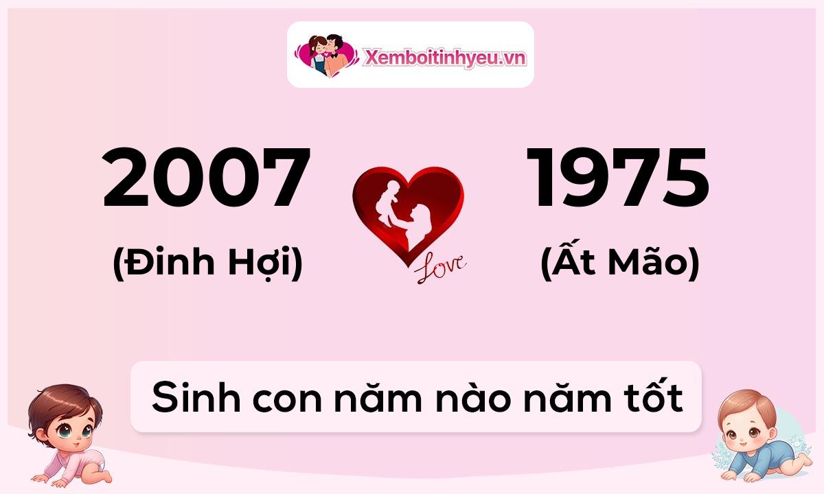 Chồng 2007 tuổi Đinh Hợi và vợ 1975 tuổi Ất Mão sinh con năm nào tốt