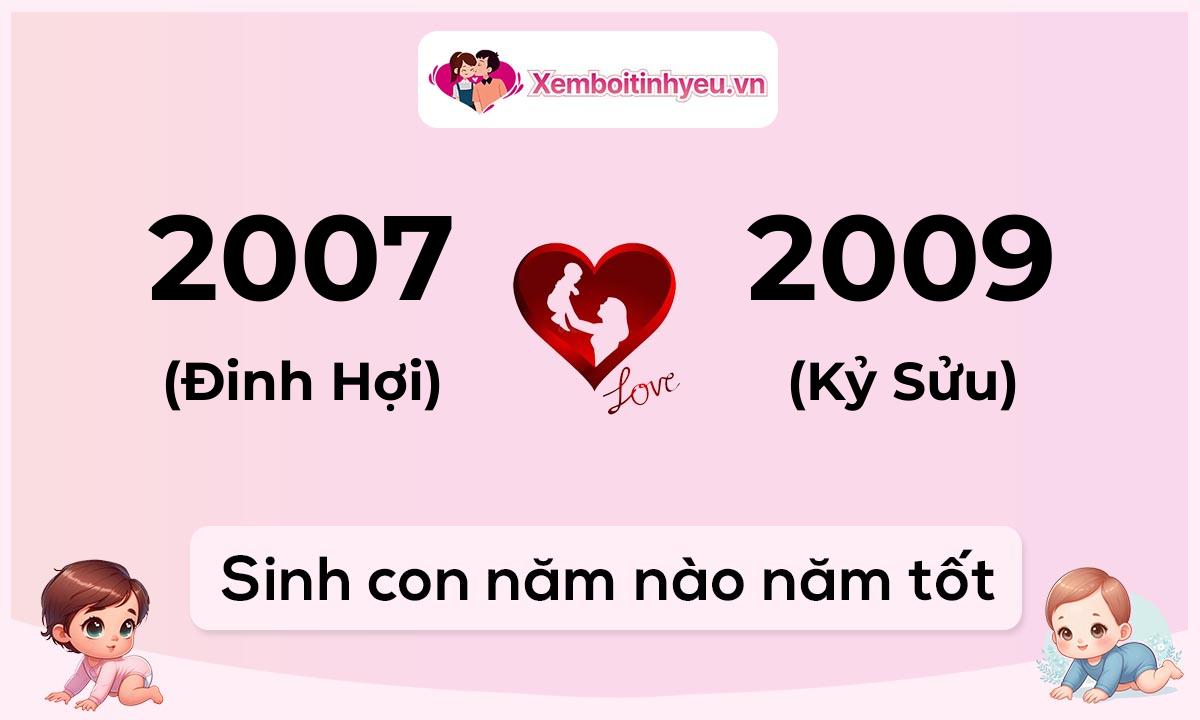 Chồng 2007 tuổi Đinh Hợi và vợ 2009 tuổi Kỷ Sửu sinh con năm nào tốt