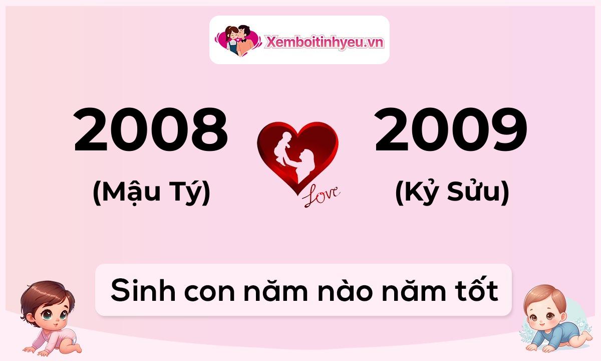 Chồng 2008 tuổi Mậu Tý và vợ 2009 tuổi Kỷ Sửu sinh con năm nào tốt