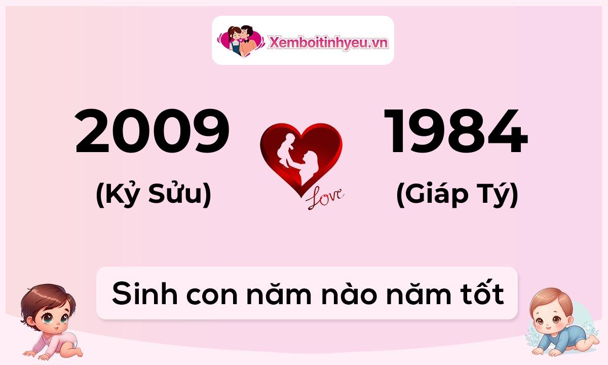 Chồng 2009 tuổi Kỷ Sửu và vợ 1984 tuổi Giáp Tý sinh con năm nào tốt