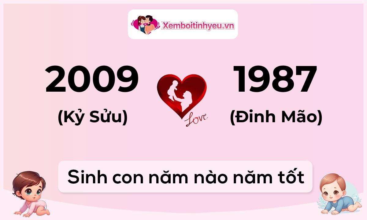 Chồng 2009 tuổi Kỷ Sửu và vợ 1987 tuổi Đinh Mão sinh con năm nào tốt