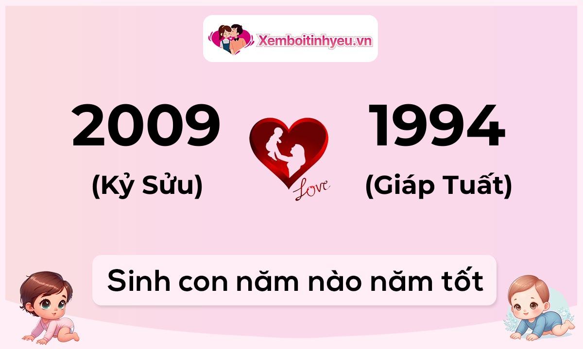 Chồng 2009 tuổi Kỷ Sửu và vợ 1994 tuổi Giáp Tuất sinh con năm nào tốt