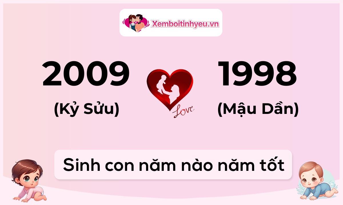 Chồng 2009 tuổi Kỷ Sửu và vợ 1998 tuổi Mậu Dần sinh con năm nào tốt