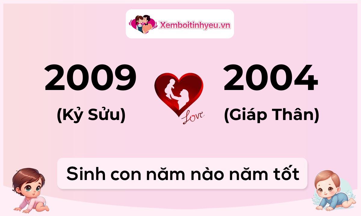 Chồng 2009 tuổi Kỷ Sửu và vợ 2004 tuổi Giáp Thân sinh con năm nào tốt