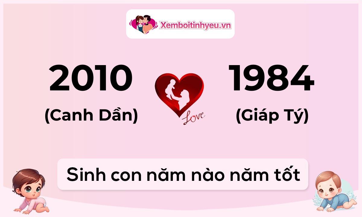 Chồng 2010 tuổi Canh Dần và vợ 1984 tuổi Giáp Tý sinh con năm nào tốt