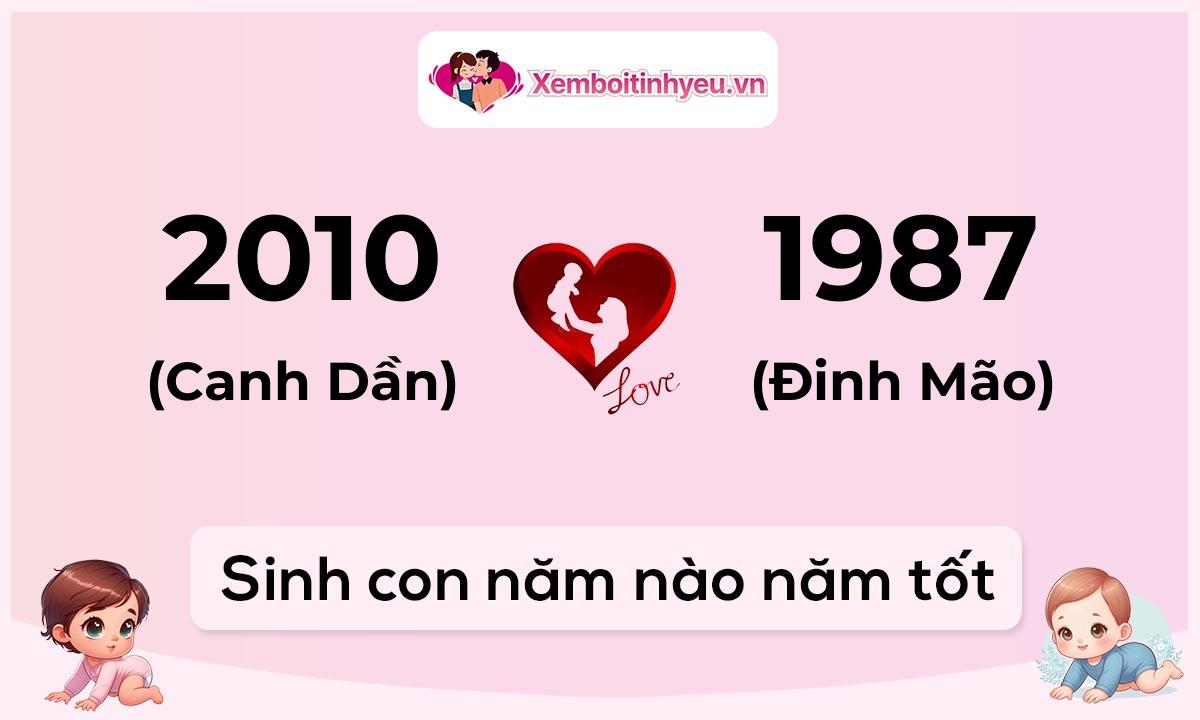 Chồng 2010 tuổi Canh Dần và vợ 1987 tuổi Đinh Mão sinh con năm nào tốt