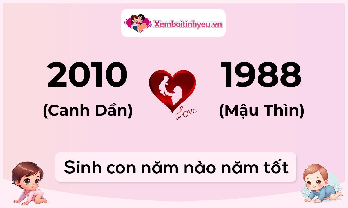 Chồng 2010 tuổi Canh Dần và vợ 1988 tuổi Mậu Thìn sinh con năm nào tốt
