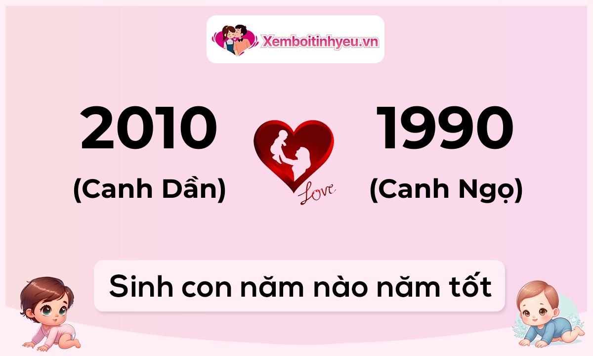 Chồng 2010 tuổi Canh Dần và vợ 1990 tuổi Canh Ngọ sinh con năm nào tốt