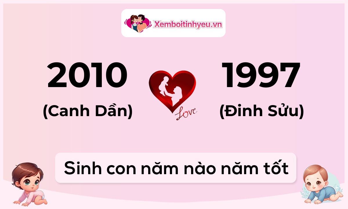 Chồng 2010 tuổi Canh Dần và vợ 1997 tuổi Đinh Sửu sinh con năm nào tốt