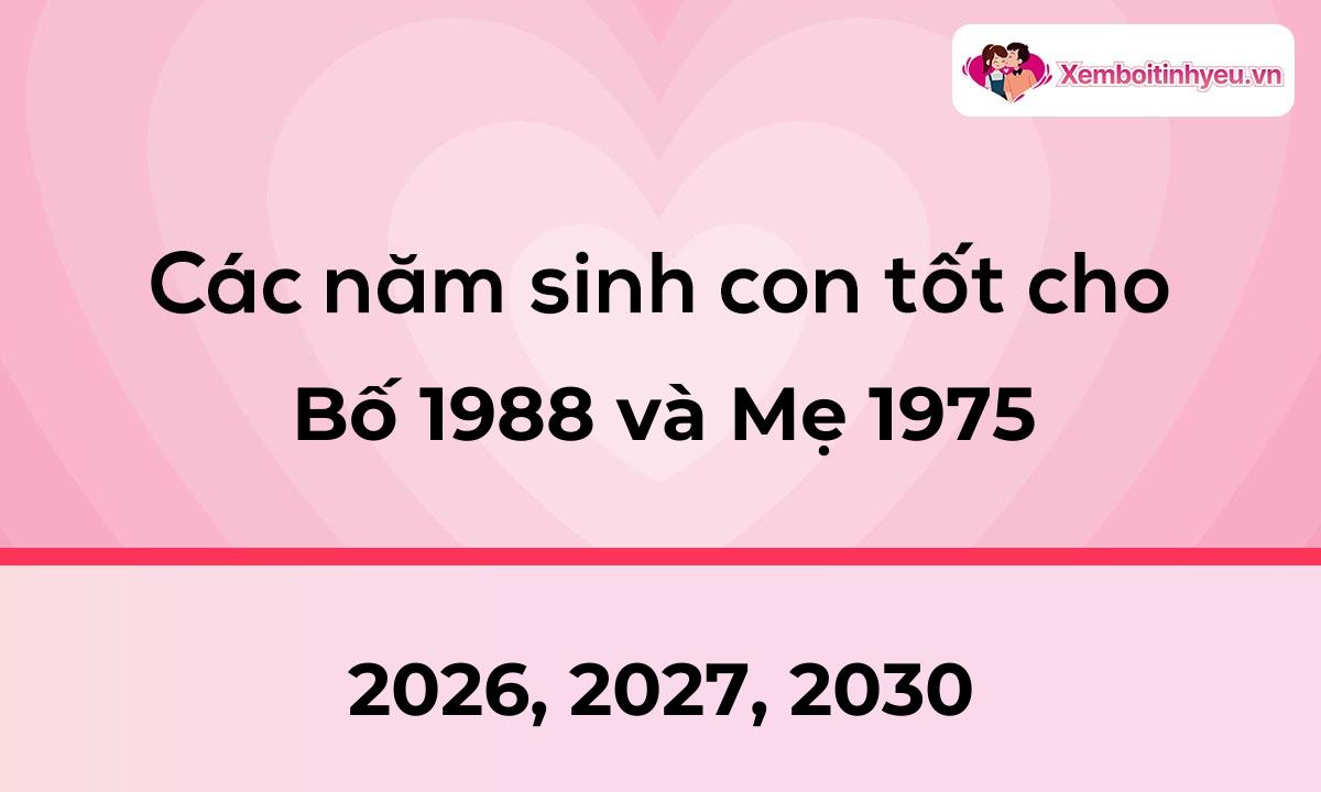 Các năm sinh con tốt cho bố 1988 và mẹ 1975