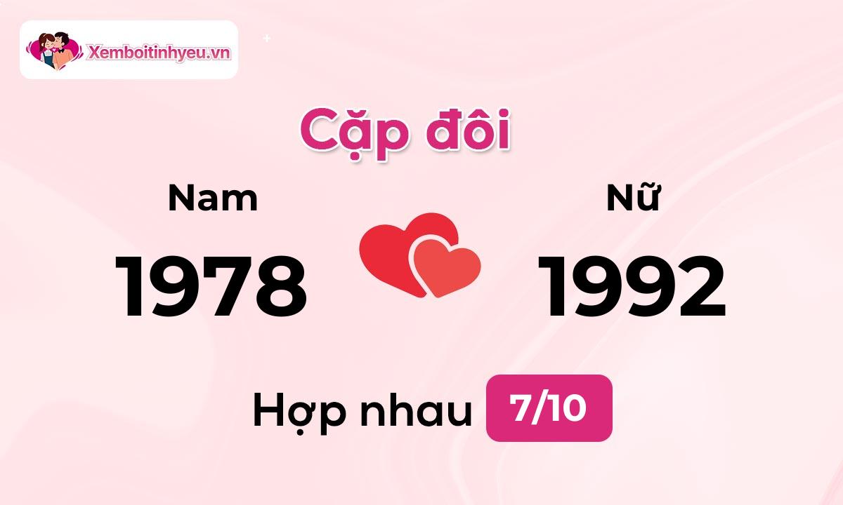 Độ hòa hợp giữa nam sinh năm 1978 và nữ sinh năm 1992