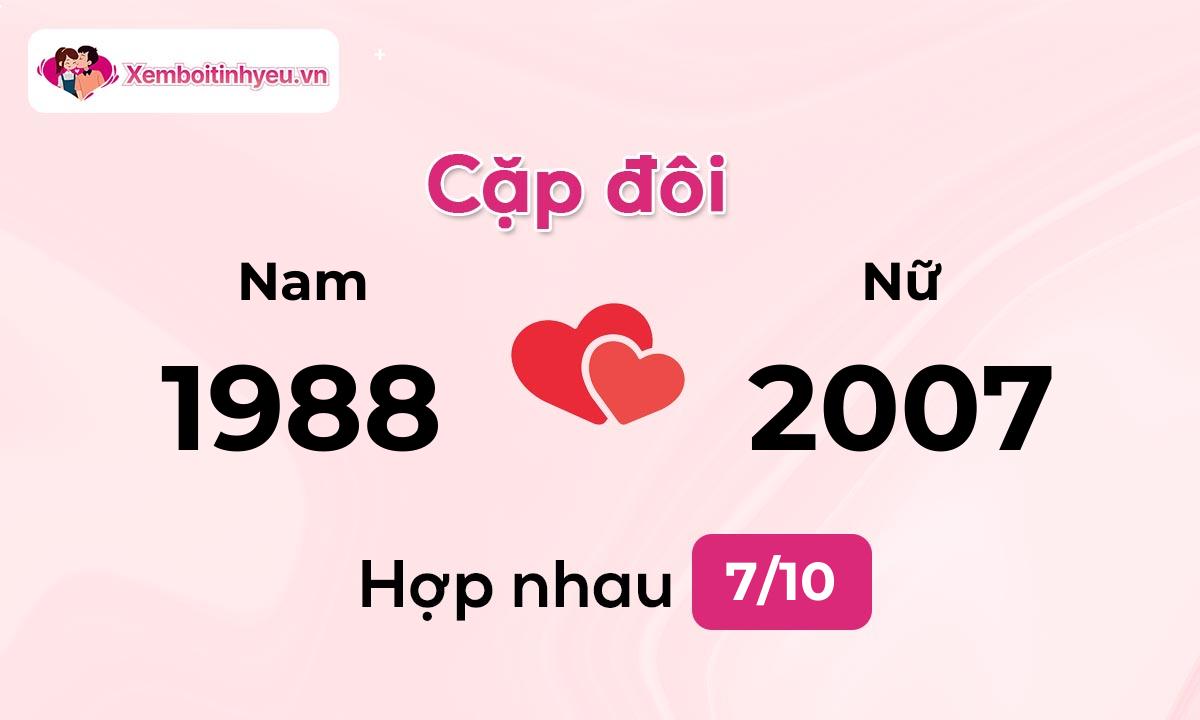 Độ hòa hợp giữa nam sinh năm 1988 và nữ sinh năm 2007