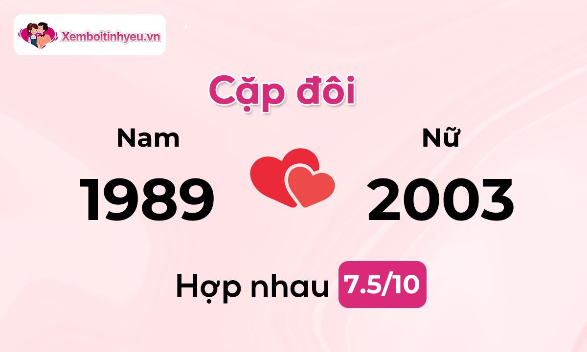 Độ hòa hợp giữa nam sinh năm 1989  và nữ sinh năm 2003