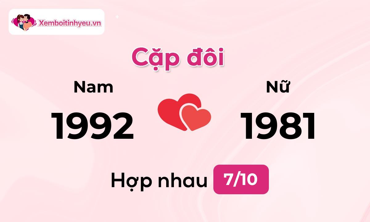 Độ hòa hợp giữa nam sinh năm 1992  và nữ sinh năm 1981