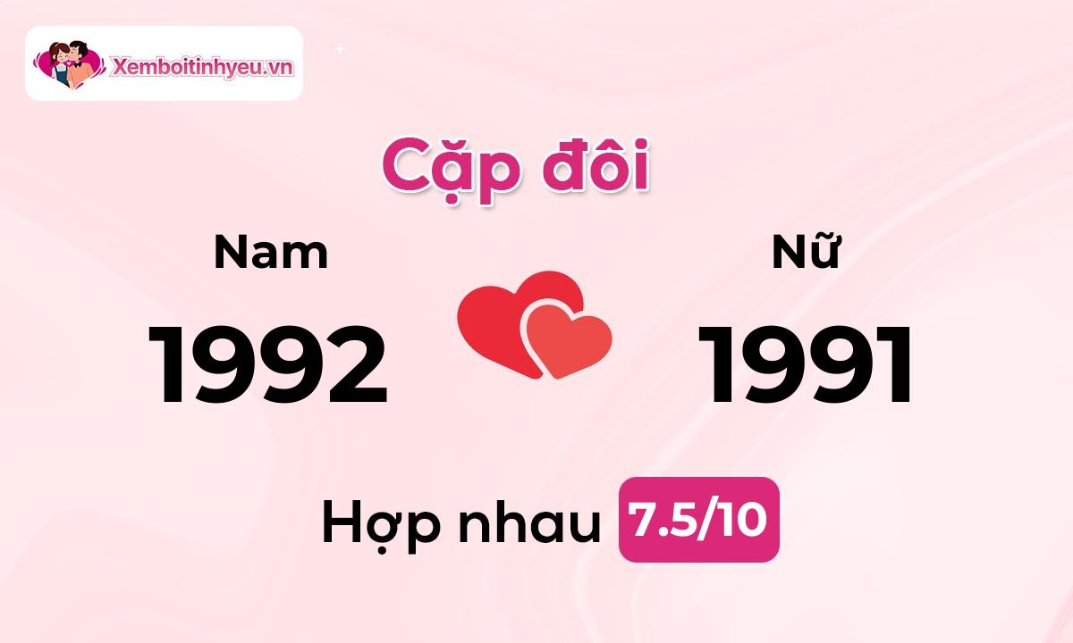 Độ hòa hợp giữa nam sinh năm 1992  và nữ sinh năm 1991