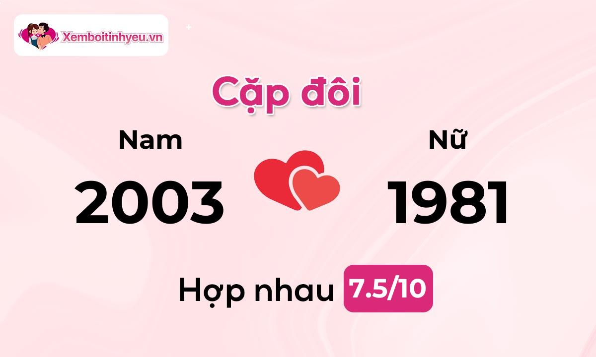 Độ hòa hợp giữa nam sinh năm 2003  và nữ sinh năm 1981