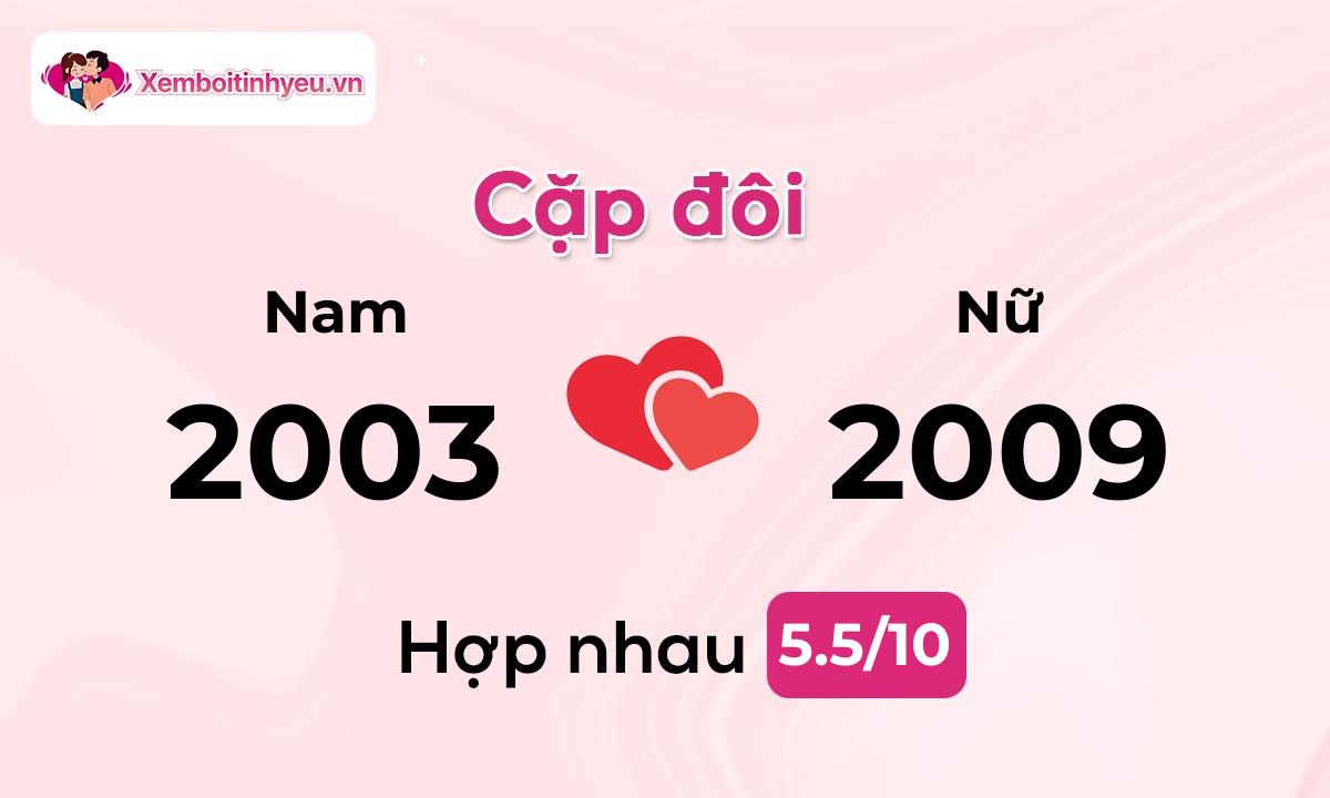 Độ hòa hợp giữa nam sinh năm 2003 và nữ sinh năm 2009