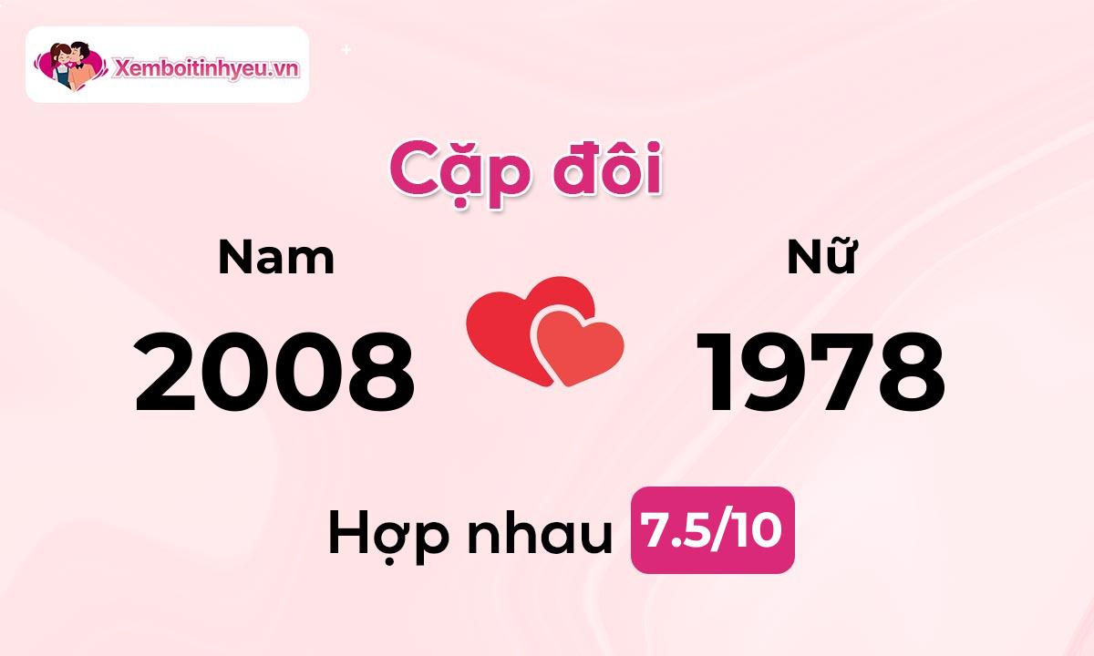 Độ hòa hợp giữa nam sinh năm 2008 và nữ sinh năm 1978