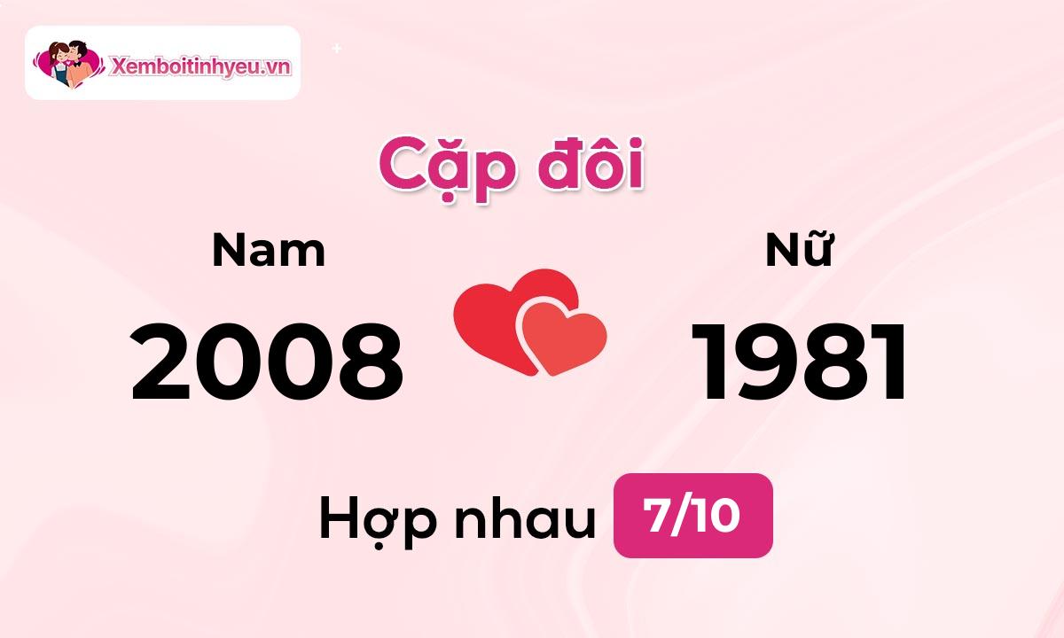 Độ hòa hợp giữa nam sinh năm 2008  và nữ sinh năm 1981